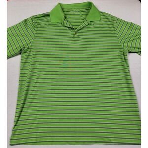 Nike Golf Dri-Fit Men's Green Gray Striped Short Sleeve Polo Shirt Size L